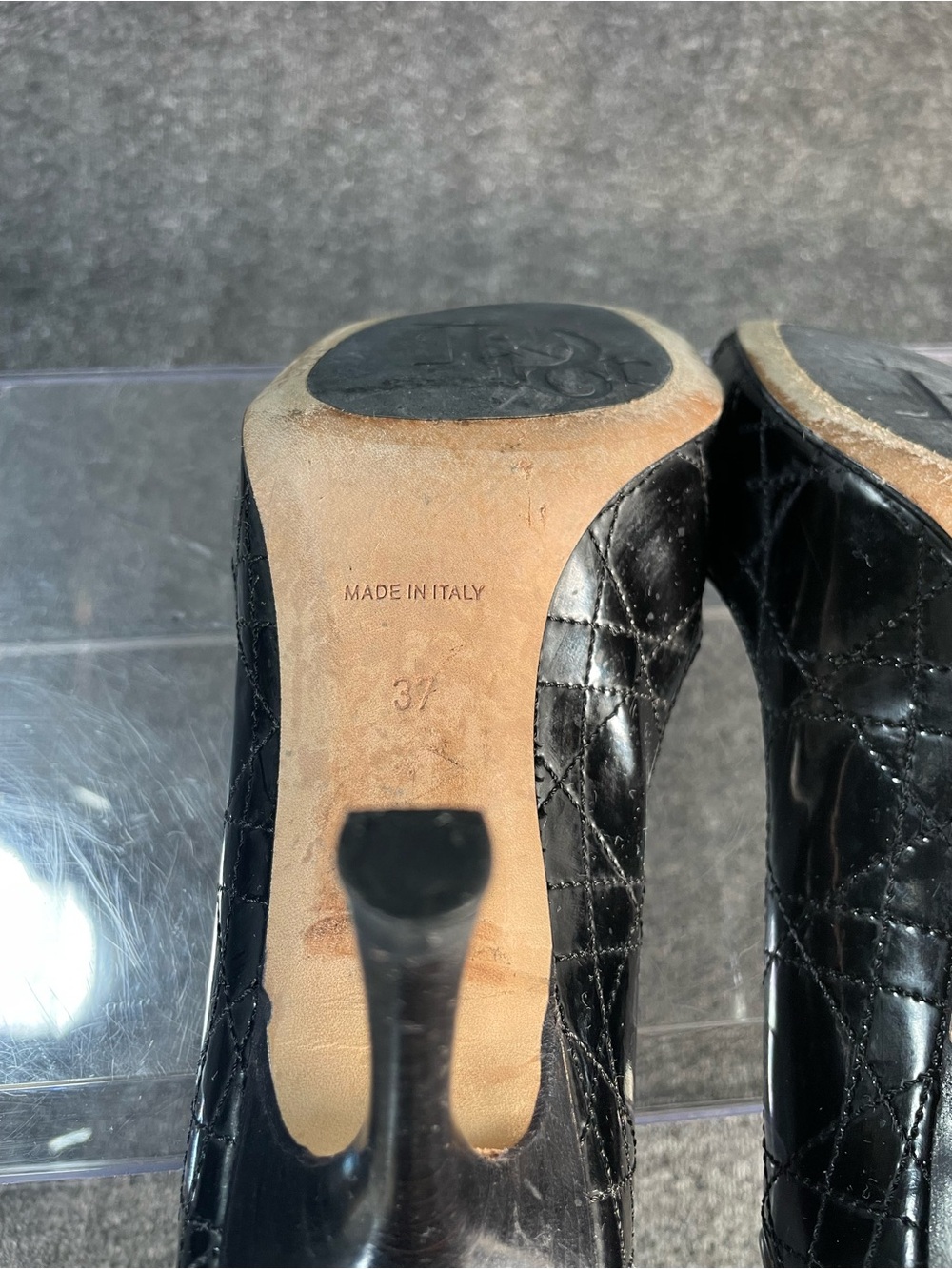 Christian Dior Cannage Black Leather High Heel Peep Toe Pumps SZ EU 36.5 US 6.5 - Picture 13 of 14